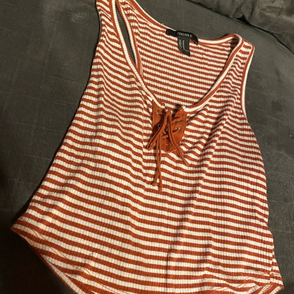 Forever 21 striped racer back crop tank